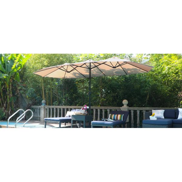 Patio Umbrellas, Outdoor Market Large Umbrella wirh Base, Rectangle Long Double-Sided Umbrella Yard Lawn Garden