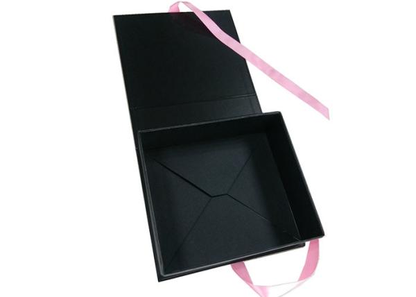 Cardboard Foldable Gift Boxes CMYK / Pantone Color With Ribbon