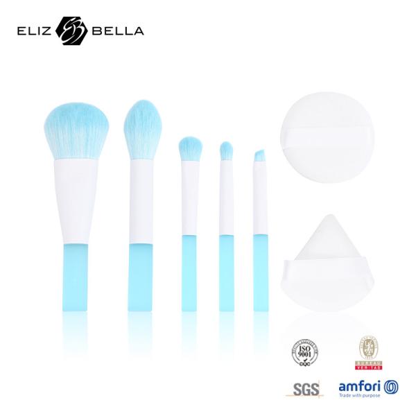 5pcs maquiagem de viagem pincel conjunto com maquiagem Puff caixa de embalagem PVC transparente