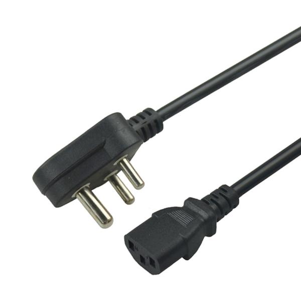 Pvc Jacketed  Electrical Power Cord Laptop India Plug Black 6feet