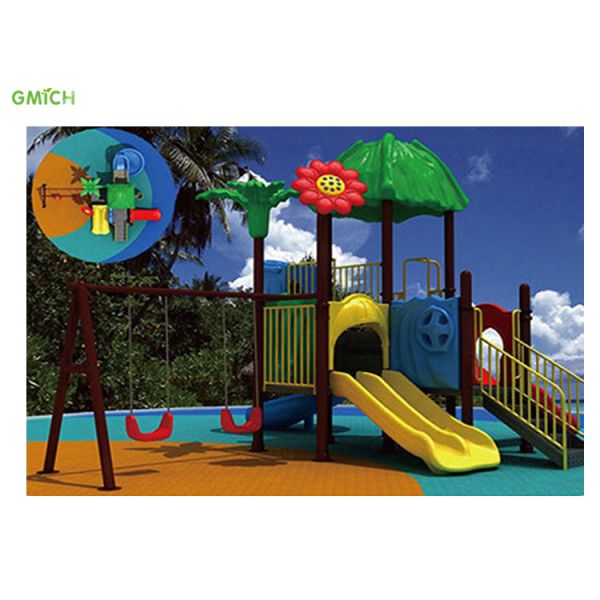 Fade Resistant Outside Swing Sets Outdoor Playhouse With Slide Latest Design