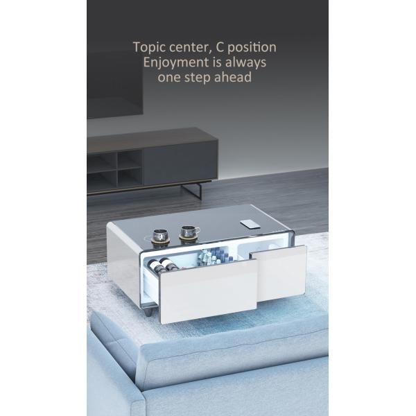 2024 Mesa de café inteligente Mini Refrigerador de carga inalámbrica de doble puerta para muebles de sala de estar