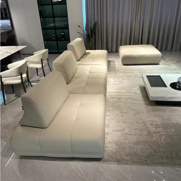 Modern Minimalist Leather Italian Sofa Luxury Set Black Corner Couch Sofa Living Room Furniture High Quality Design