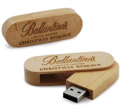 Wood Swivel Usb Memory Device Drive , 4Gb 16Gb Mini Usb Memory Stick 1 Year Warranty