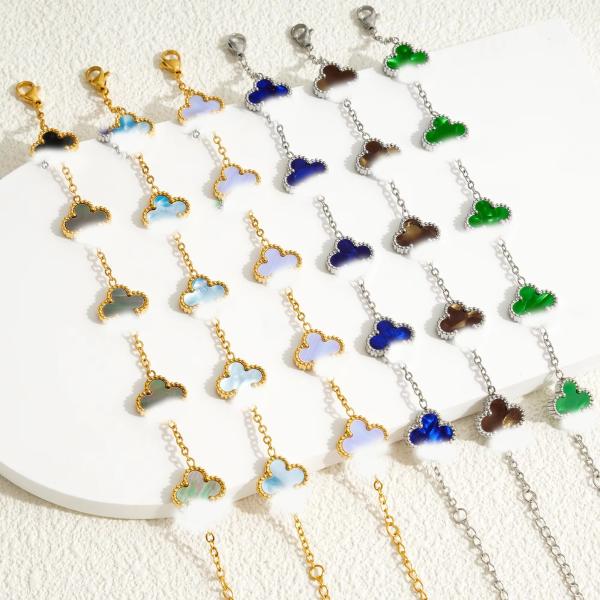 High Quality New Colors Clover Charm Bracelet Stainless Steel 18K Gold Multi Color Four Leaf Clover Bracelet