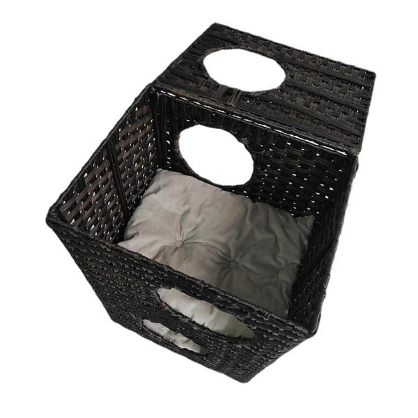 Cute Natural Modern Cat Furniture Pet House Bed Wicker Rattan Pat Cave Bed Condo House
