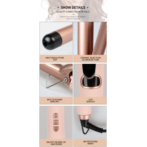 PTC 49W Ceramic Hair Curler , LCD Electric Hair Curling Iron