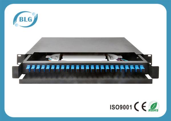 Drawer Custom Fiber Optic Cable Assemblies , 19 Inch 24 Port Fiber Rack Mount