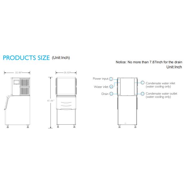 1113W Stainless Steel Commercial Ice Maker Machine 500 Lbs/24hr