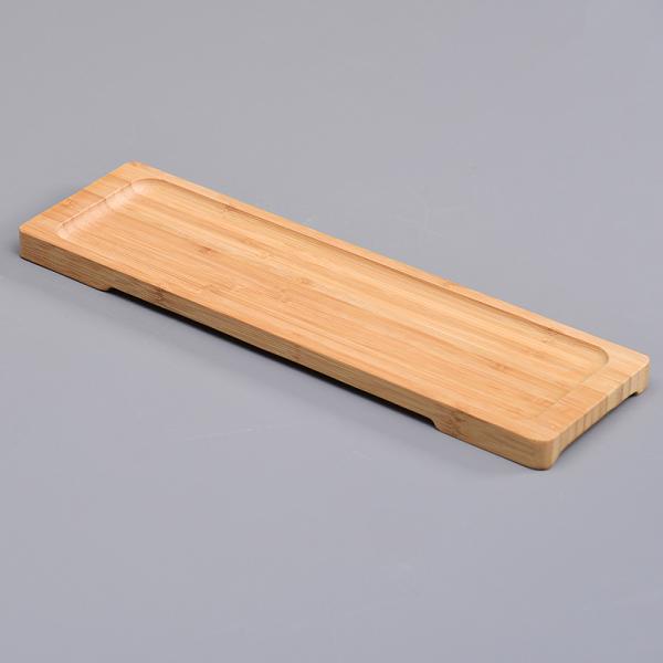 Customized Natural Solid Wood Bamboo Food Cutlery Tray in Different Sizes and Shapes