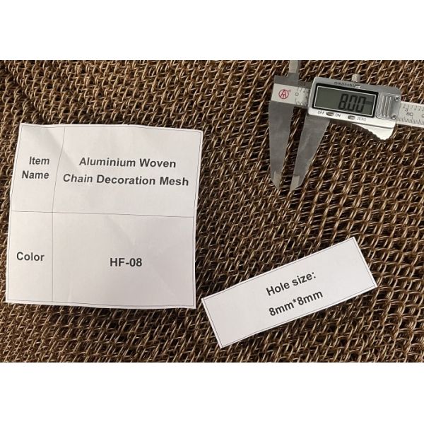 1.2mm Wire dimeter 8mm hole size HF-08 Color Aluminium Woven Chain Decoration Mesh