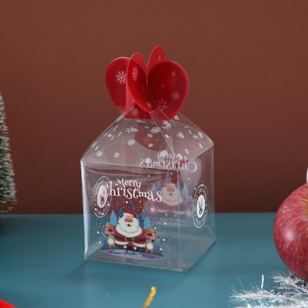 Folding Plastic PVC Cake Box Clear Gift PET Box For Christmas Apple Candy Custom Logo
