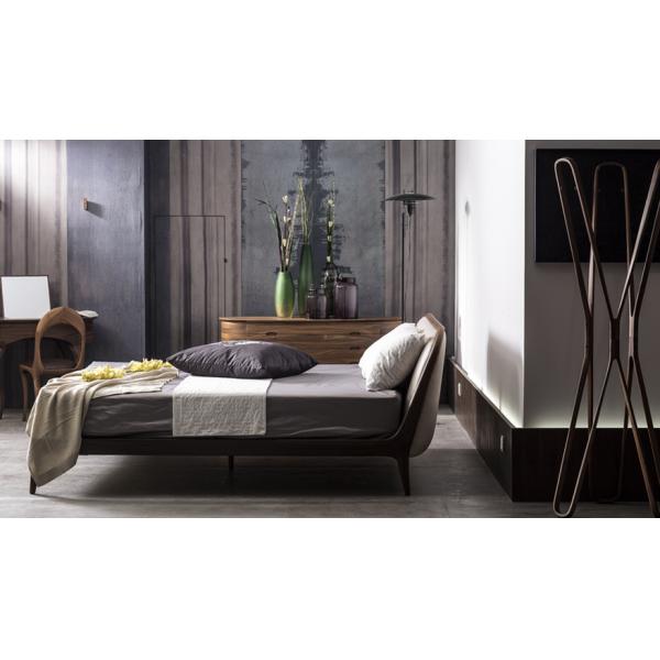 Solid Wood Brown Full Size Bed Leather Upholstered Headboard Customized Size