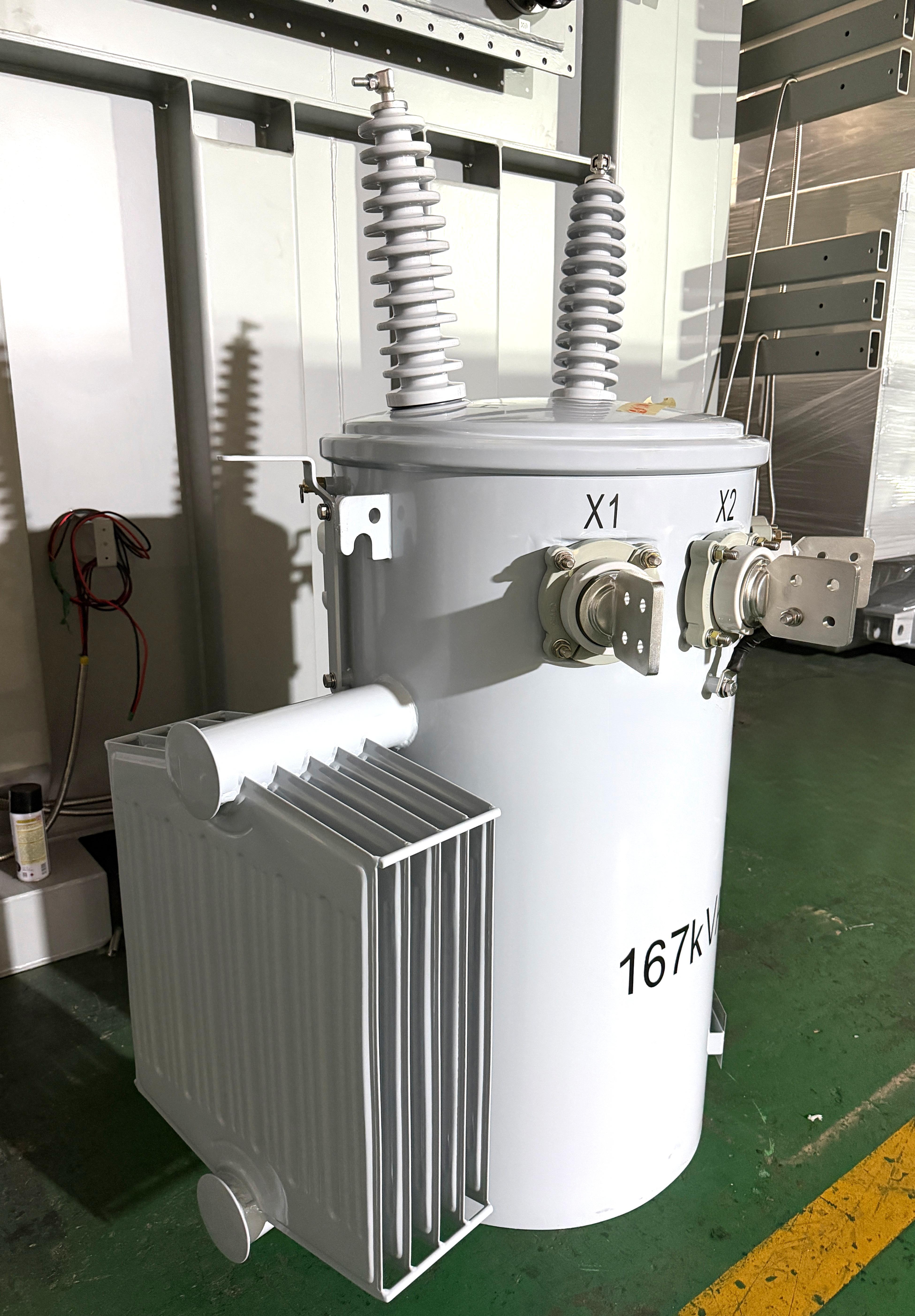 167kVA Single Phase Pole Mounted Transformer 34500V to 120/240V Overhead Distribution Type ANSI/IEEE Standards DOE 2016 Efficiency