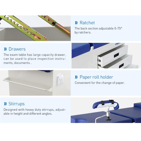 Five Drawers Gynecological Hospital Examination Table With Basin / Step Stool