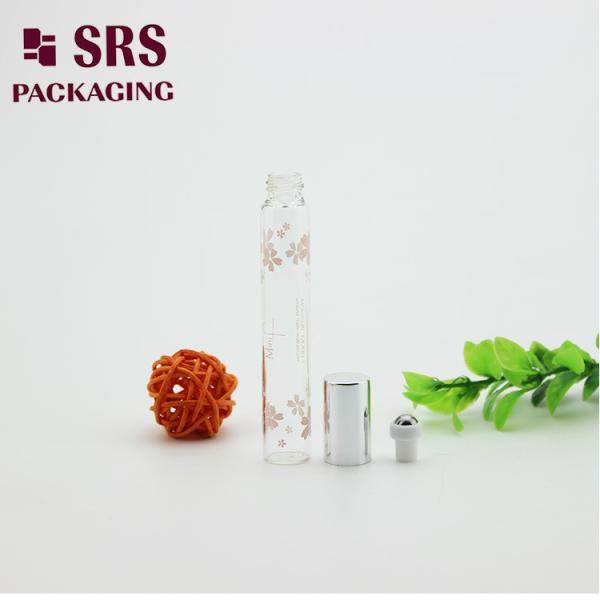 SRS 10ml transparent color essential oil glass roll on bottle with silver aluminum cap