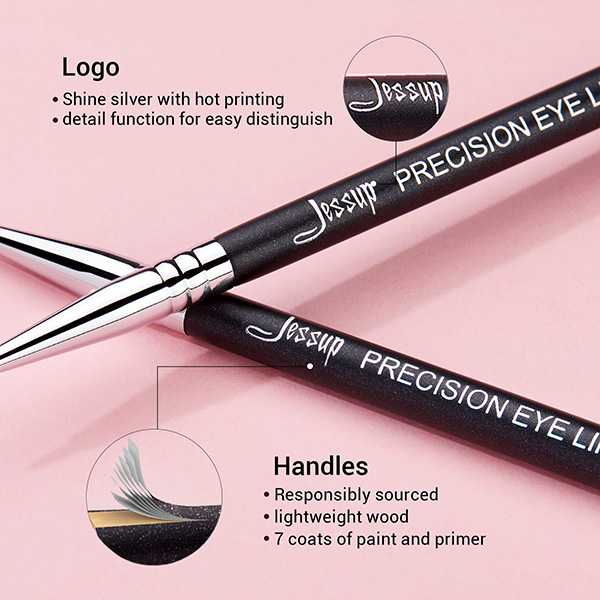 Jessup Single Eyeliner Makeup Brush Black Silver Makeup Tools