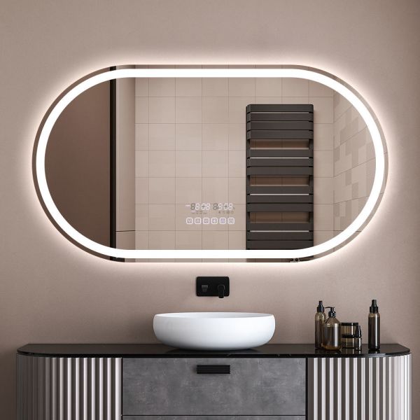 Smart Modern Frameless LED Bathroom Mirror Explosion Proof LED Arch Mirror