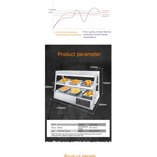 1600 Вт коммерческая кухня приставка верхний фаст-фуд теплее дисплей Витрина для курицы KFC