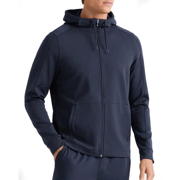 Hot SalePolyester Nylon Long Sleeves Full Zip Mens Hooded Jackets with Kangaroo Pocket
