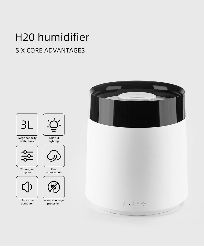 Customized 3L Water Tank 360 Nozzle Cool Mist Top Fill Quiet Rapid Ultrasonic Humidifier for Bedroom Baby Nursery and Plant