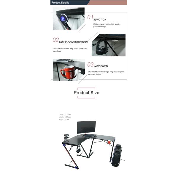Workspace Home Office L-shaped Computer Gaming Table with Round Corner Monitor Stand