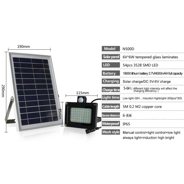 500D Outdoor Rechargeable IP65 waterproof street light solar led flood lighting