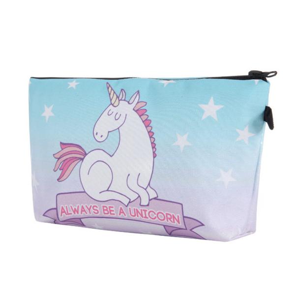 Unicorn Cosmetic Pouch Bag For Makeup 18 * 13.5cm Or Custom Size Polyester Material