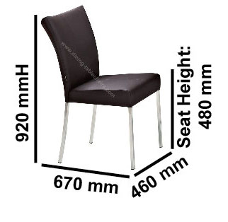 PU Polyurethane High Back Upholstered Dining Chairs Brushed Stainless Leg