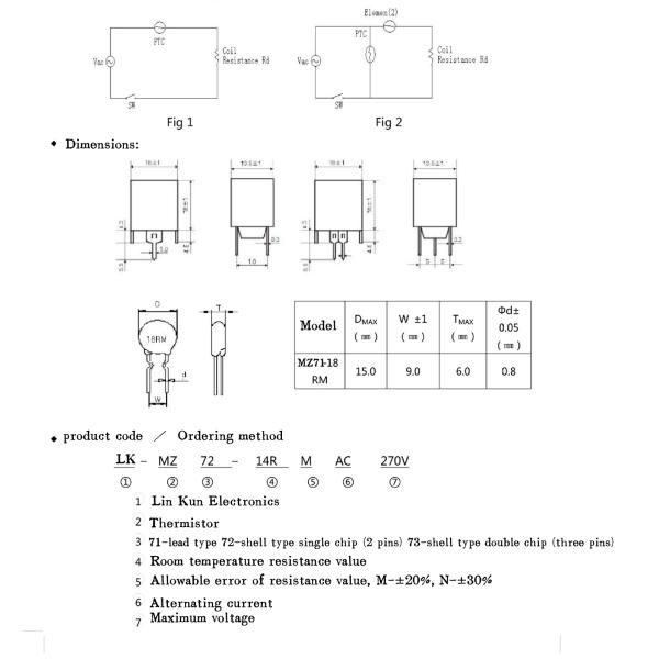 MZ73 14RM 270VAC PTC thermistor degaussing resistor for TV