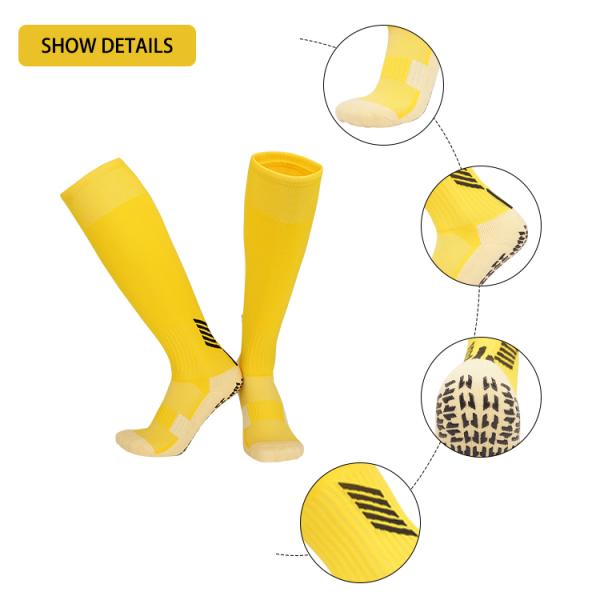 Solid Polyamide Elastane Fabric Soft Anti Slip Soccer Sport Football Grip Long Socks