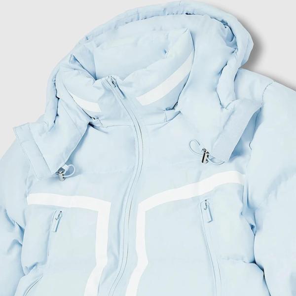 Nuevo diseño exterior Invierno cálido Logotipo personalizado Azul Pesado chaqueta de puffer hombre chaqueta casual