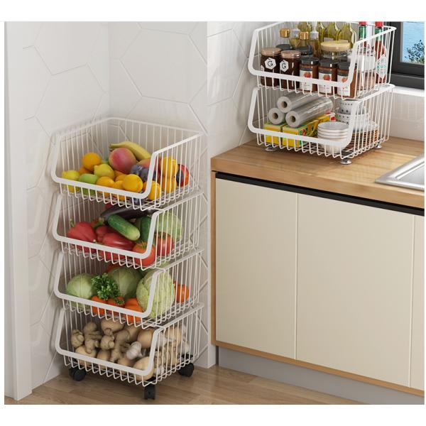 5 Tier 105cm Height Steel Kitchen Basket Rack For Vegetable Storage