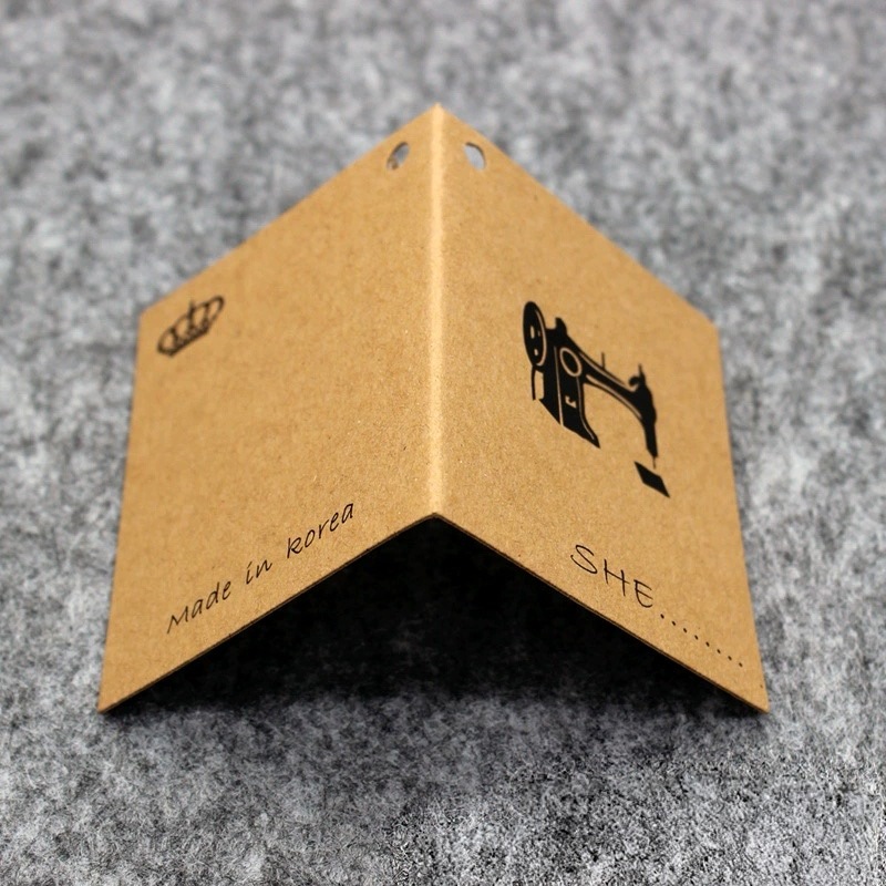 Kraft Paper Folded Hang Tags With Care Instructions For Apparel Branding