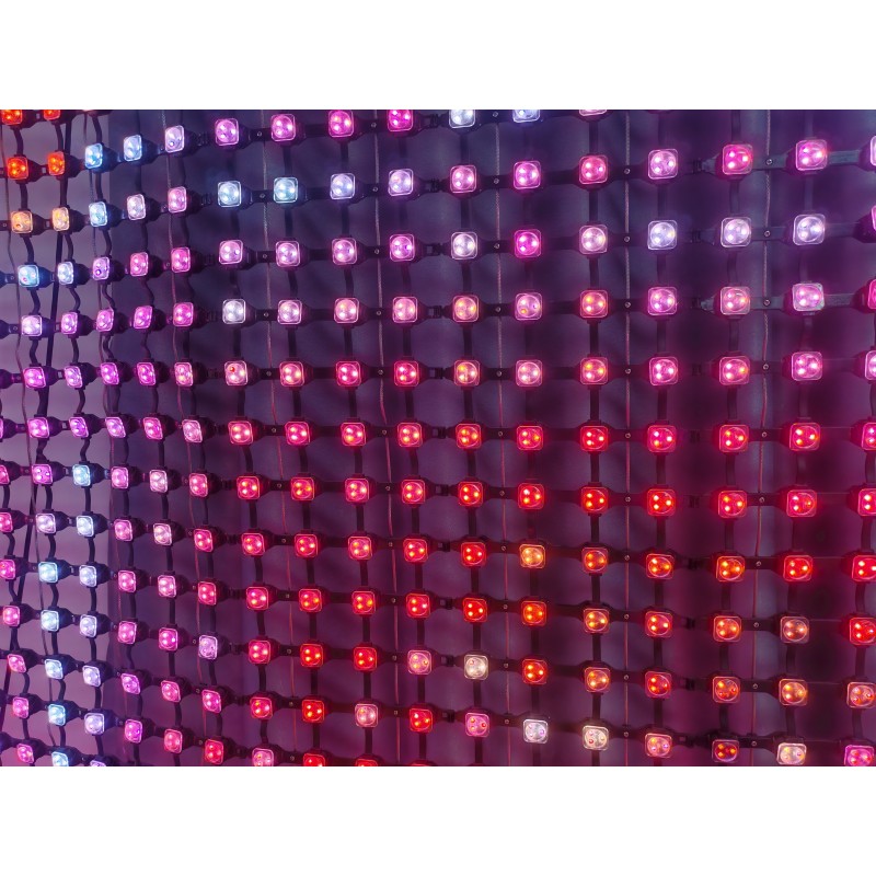 Wireless Remote Control RGB Full Color P50 LED Mesh Screen IP67 Waterproof Smart App DMX512 Outdoor Flexible Curtain