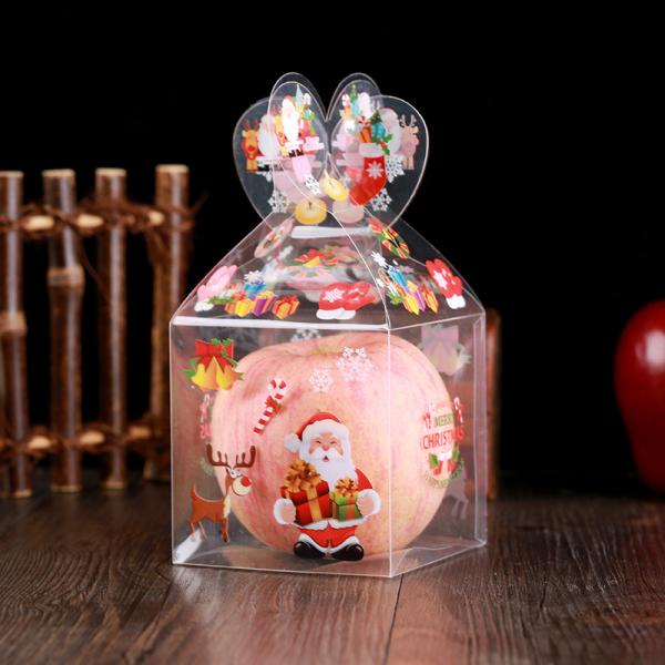 Cajas de manzanas de caramelo plegables PET transparentes para el embalaje de regalos personalizados de Navidad