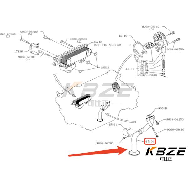 KOMATSU 4D95 ENGINE LUBRICATING OIL SUCTION TUBE 6204-51-6110 6204516110 FITS PC120-5 EXCAVATOR