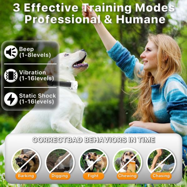Cross-border New Remote Control Dog Trainer Bark Stop 1000m Electric Shock Collar Nylon ABS IP67 Waterproof Eco-friendly Beep