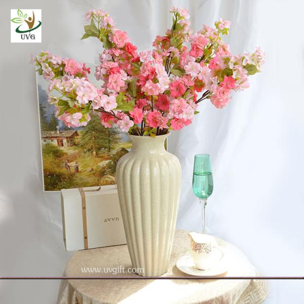 UVG pink artificial cherry blossom branch in silk flowers for wedding decoration CHR091