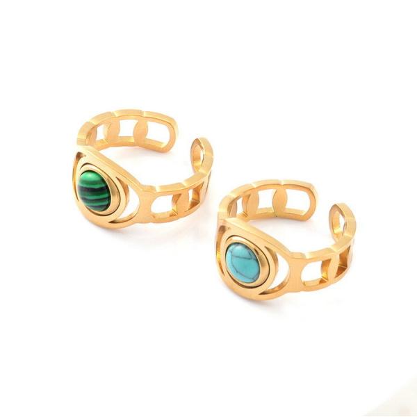 Ring women's fashion niche design sense titanium steel peacock stone women's ring light luxury temperament versatile open index finger ring