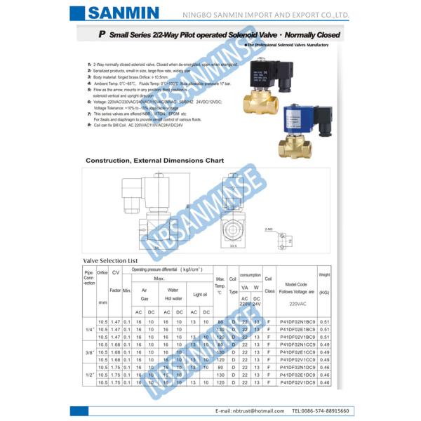 П4 мини пилот клапана воды соленоида латуни/СС 316 электрический привелся в действие действие