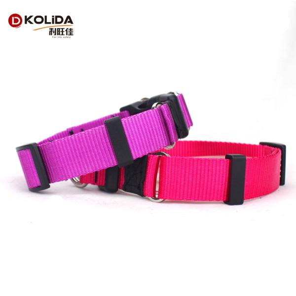 Pink Color Nature Nylon Dog Collars For Dog Training Outdoor All Seasons