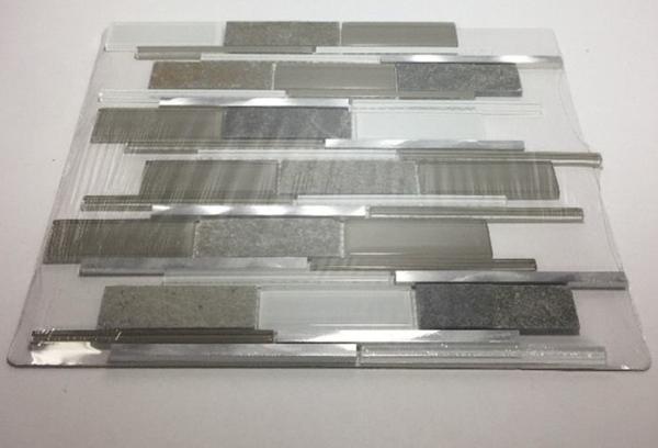 Art Gray Select Glass Mosaic Tile Backsplash Mix Aluminum Mosaic Strip Shaped