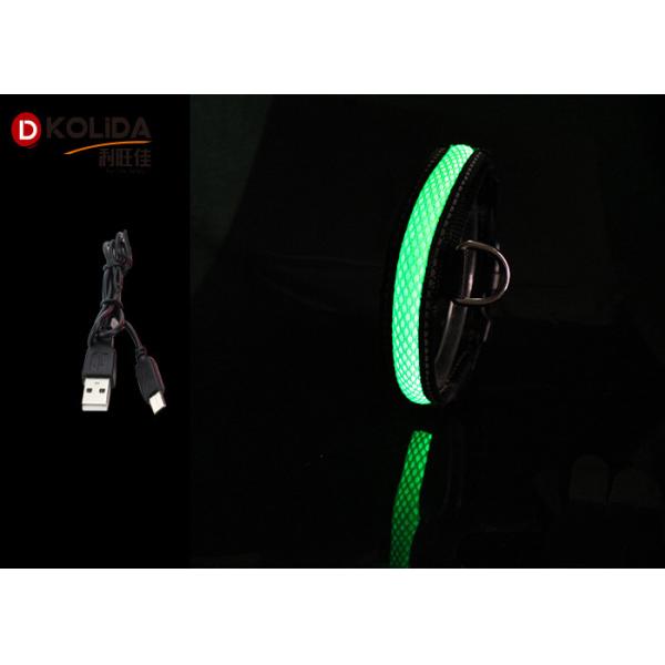 Adjustable S / M / L LED Nylon Dog Collar , USB Light Up Dog Collar Rechargeable