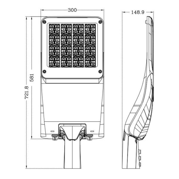 Energy Saving LED Street Lighting 100 Wattage With Tempered Glass Cover / Daylight Sensor