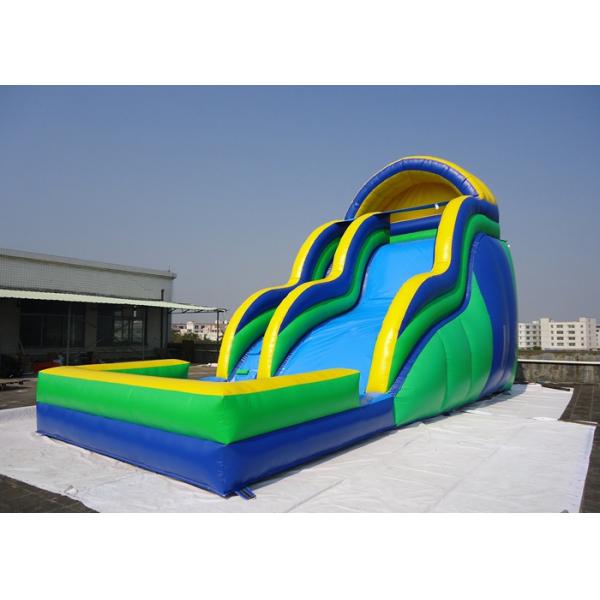 Commercial Inflatable Giant Jumping Water Slide Twist wave slide With Pool 18 * 8m