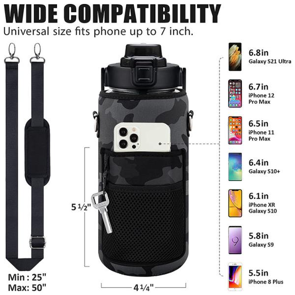 Thermal Insulation Performance None 2000ml Water Bottle with Neoprene Sleeve and Strap