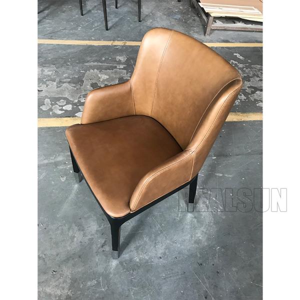 Modern Style Pu Leather Dining Chairs Metal Leg Wooden Base For Living Room