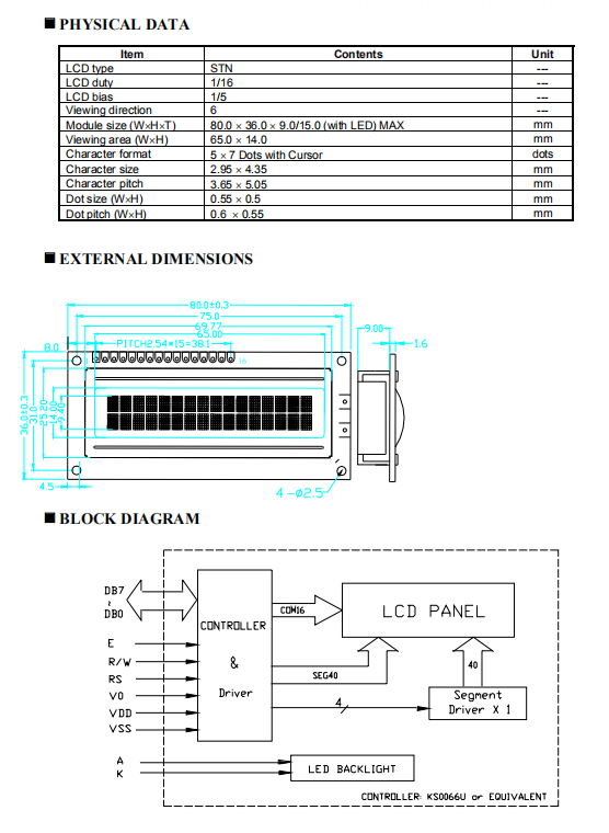 Подгоняйте линию STN FSTN KS0066 IC 2 модуль 1602 дисплея Lcd характера