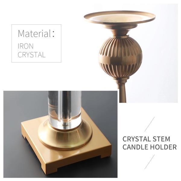 Golden Brass Classic Metal ODM Crystal Candle Holder Craft
